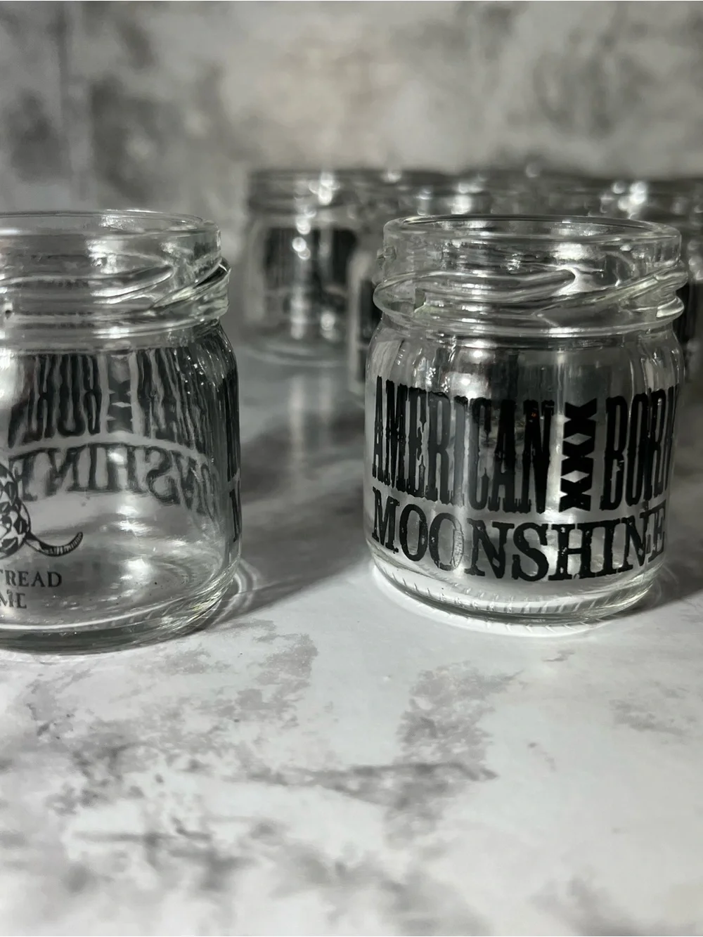 American Born Moonshine Mini Glass Jars Set of 12